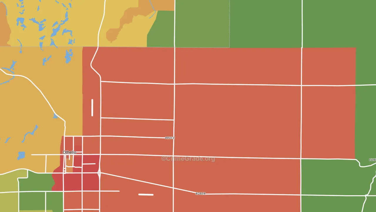 Adams County, WA Map of Assault Rates