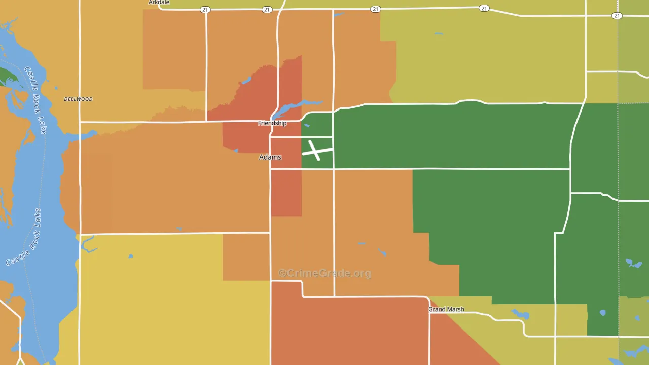 Adams County, WI Map of Assault Rates