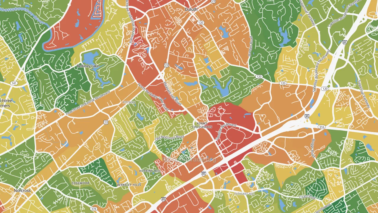 Adams Crossroads, Duluth, GA Map of Assault Rates