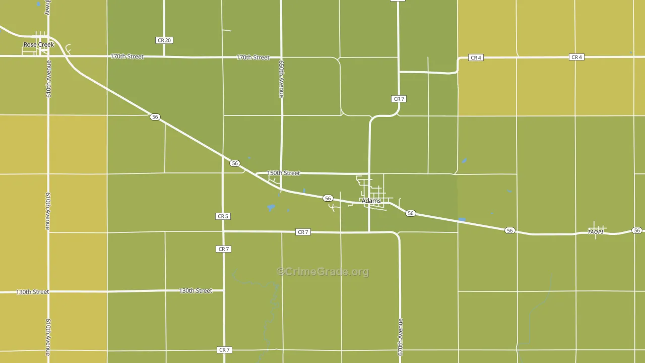 Adams, MN Map of Assault Rates
