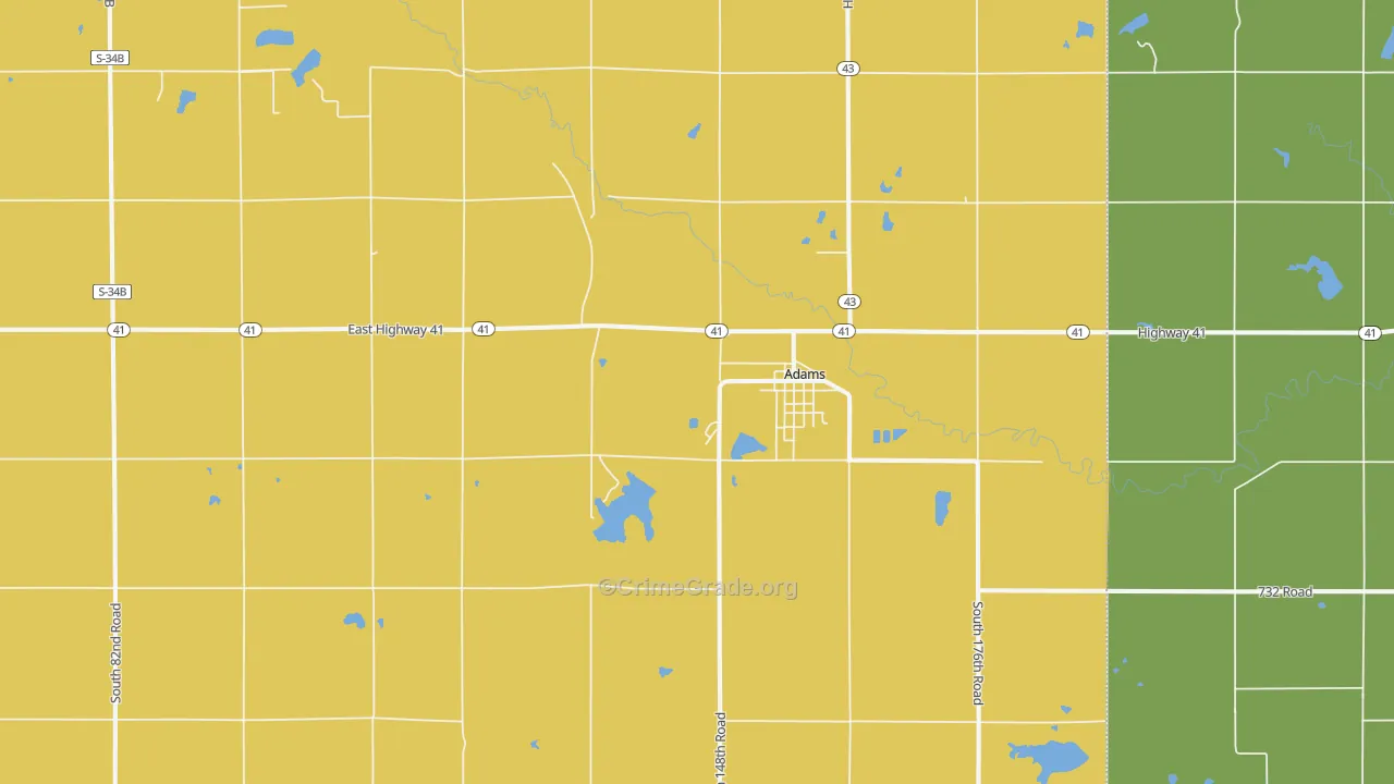 Adams, NE Map of Assault Rates