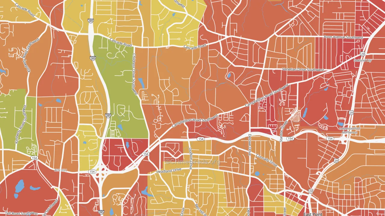 Adams Park, Atlanta, GA Map of Assault Rates