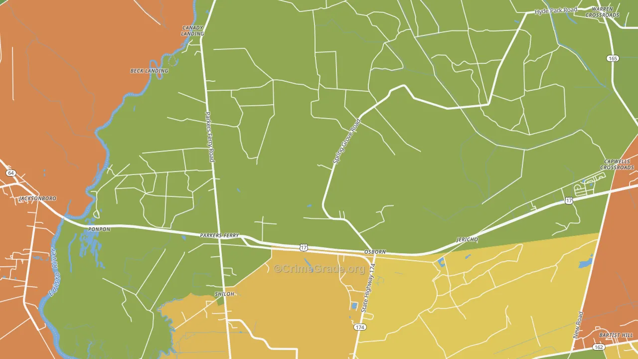 Adams Run, SC Map of Assault Rates