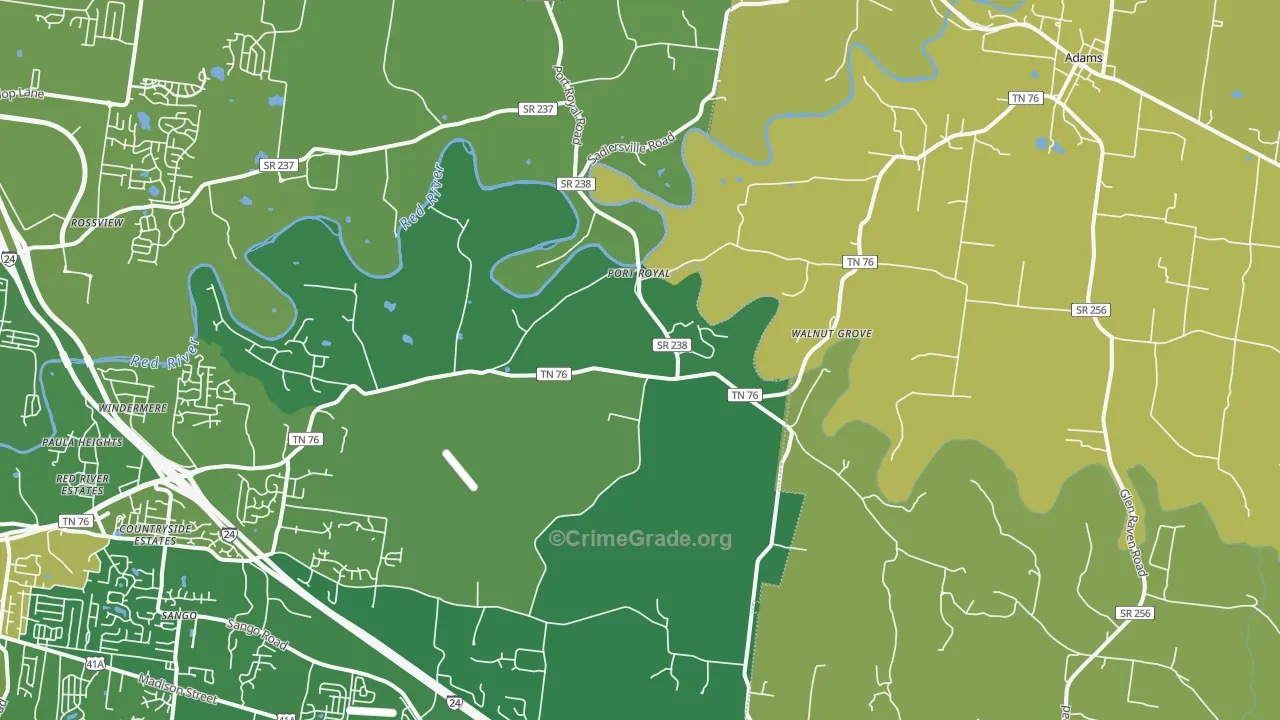 Adams, TN Map of Assault Rates