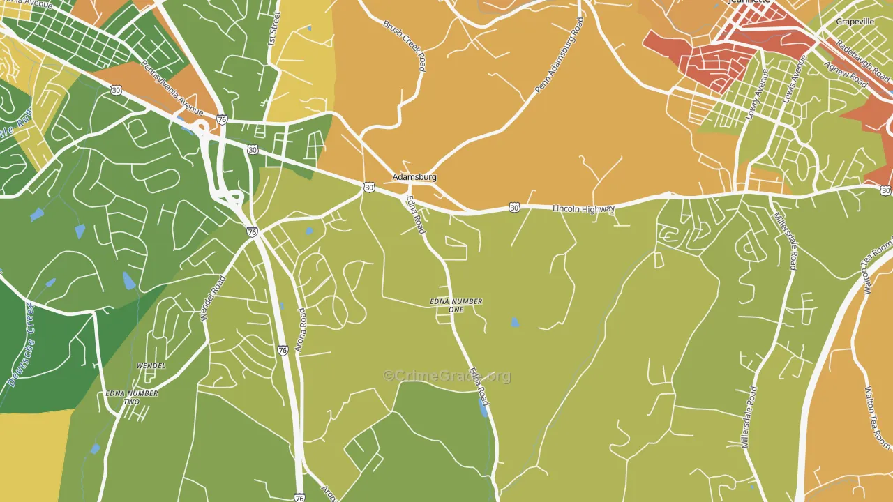 Adamsburg, PA Map of Assault Rates