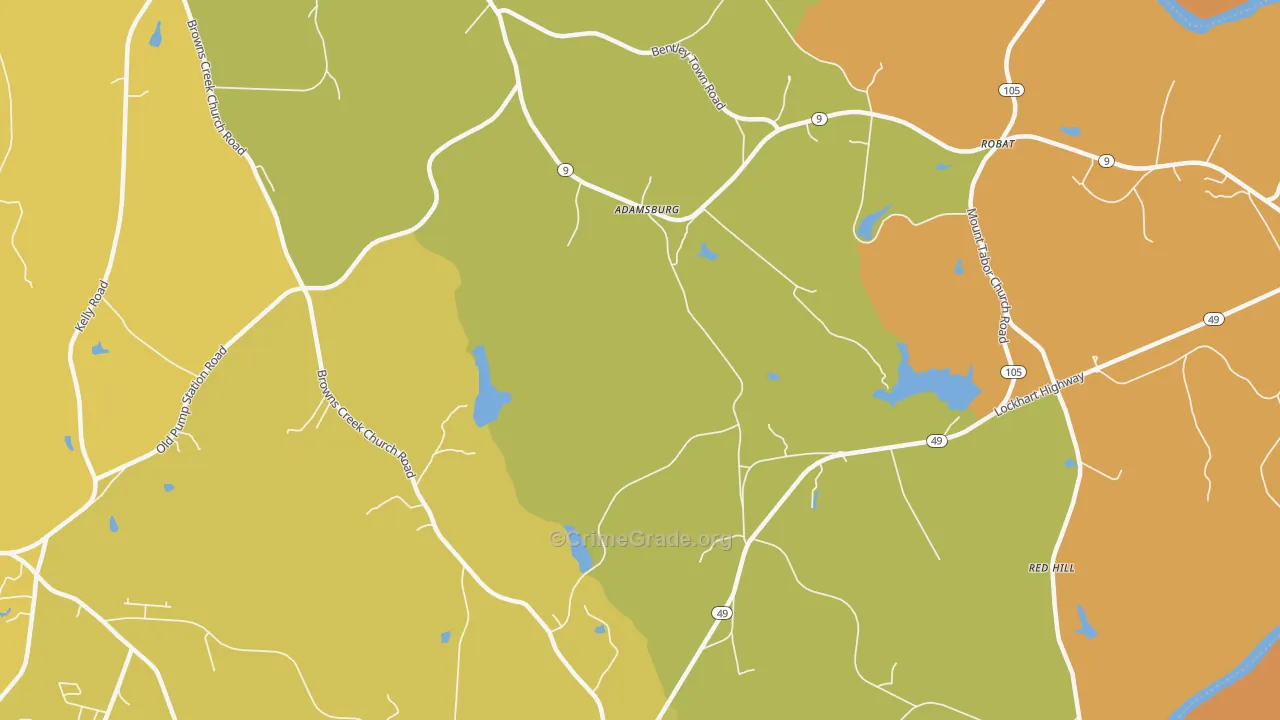Adamsburg, SC Map of Assault Rates