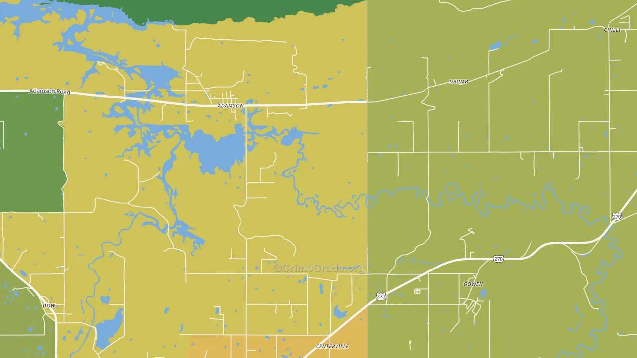 Adamson, OK Map of Assault Rates