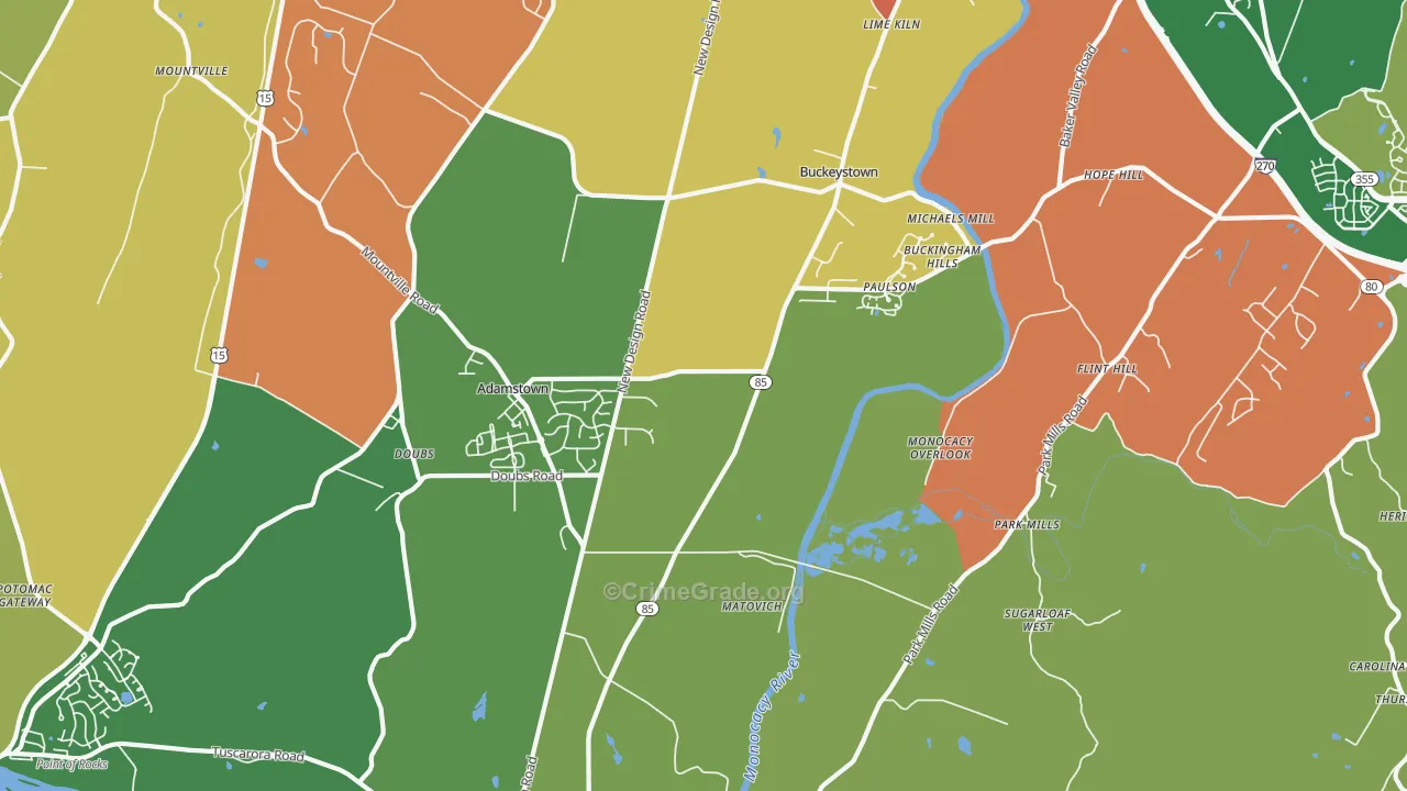 Adamstown, MD Map of Assault Rates
