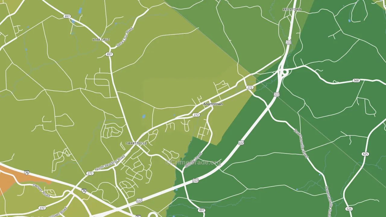 Adamstown, PA Map of Assault Rates