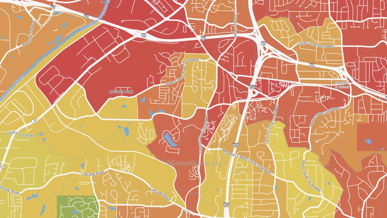 Adamsville, Atlanta, GA Map of Assault Rates