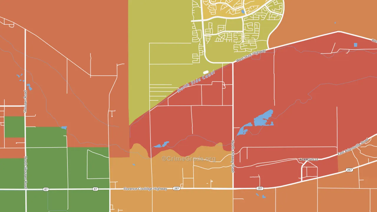 Adamsville, AZ Map of Assault Rates