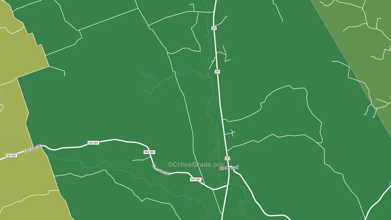 Adamsville, TX Map of Assault Rates