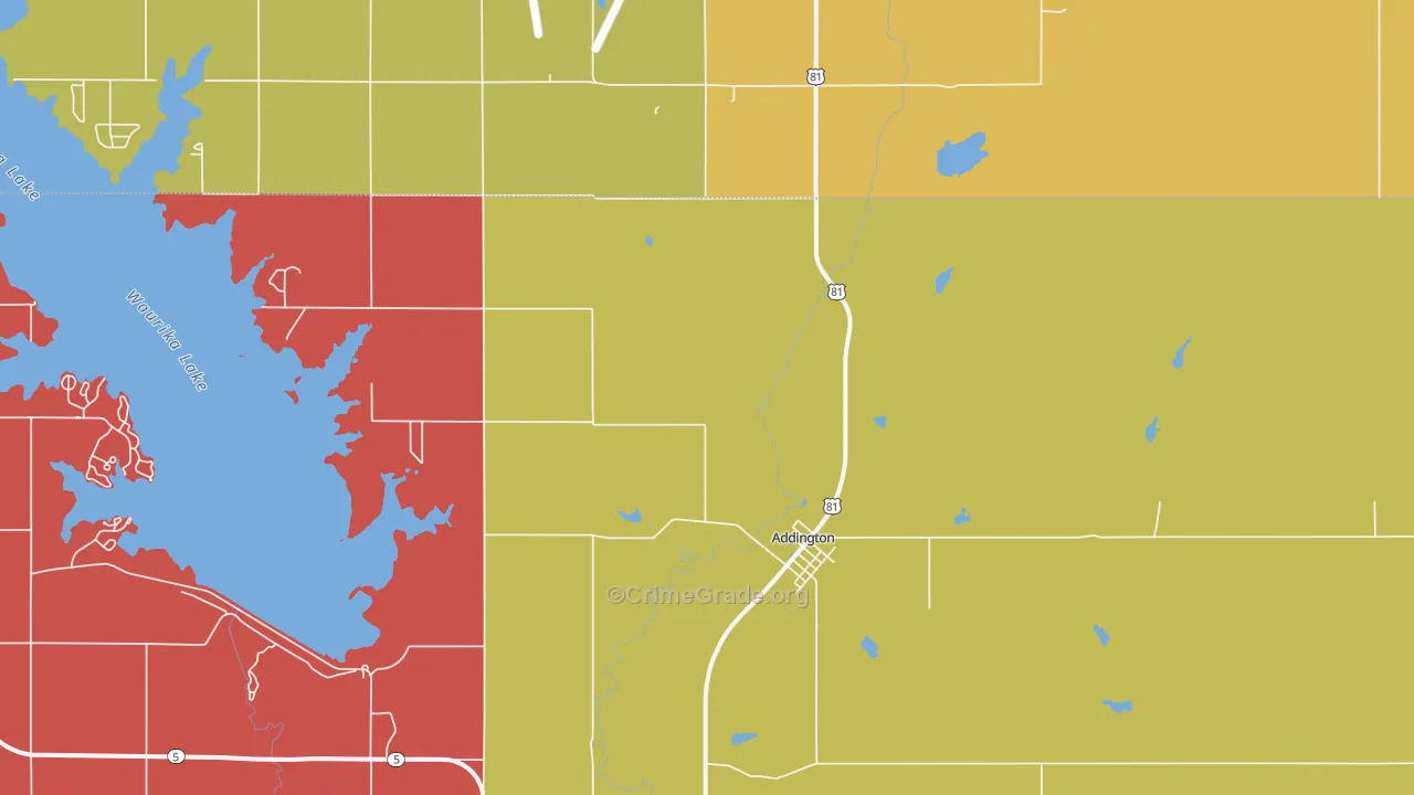 Addington, OK Map of Assault Rates