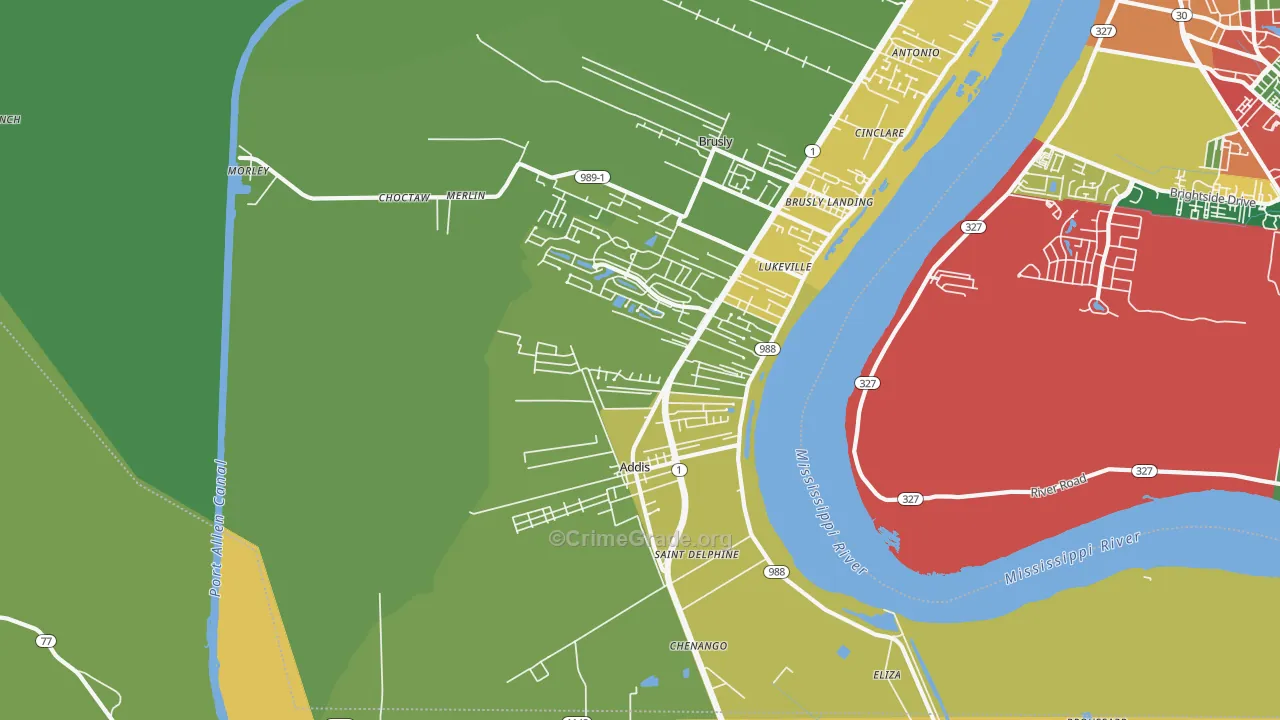 Addis, LA Map of Assault Rates