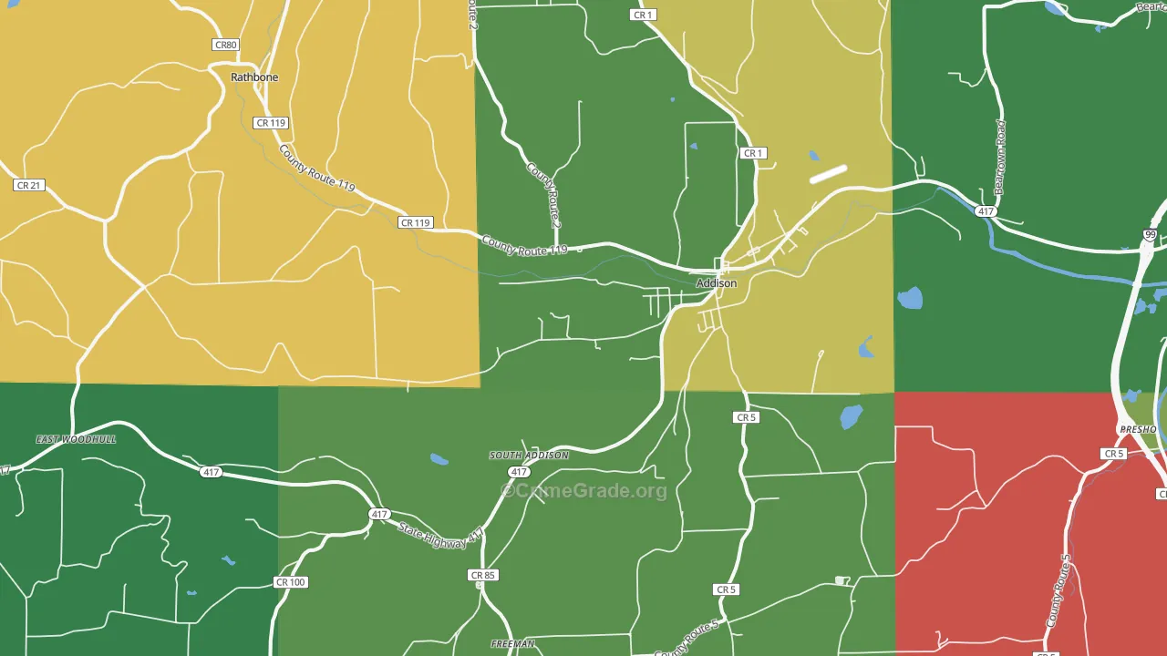Addison, NY Map of Assault Rates