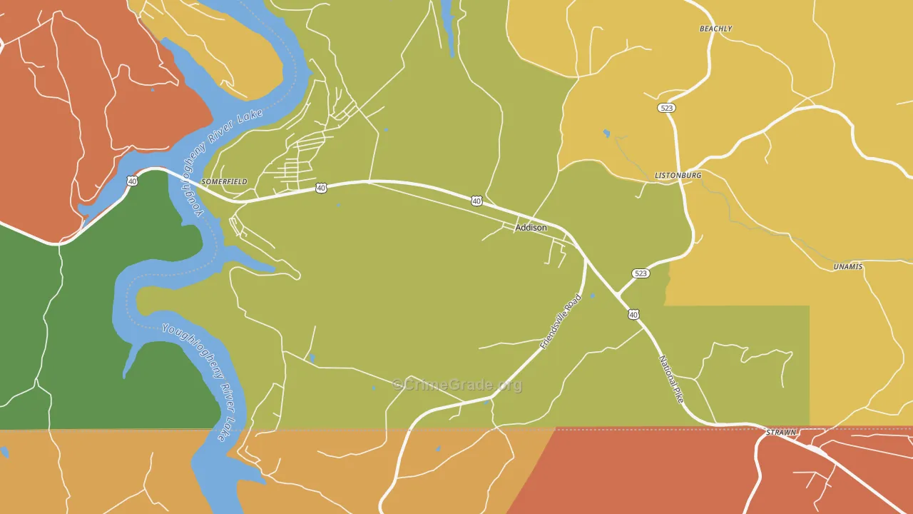 Addison, PA Map of Assault Rates