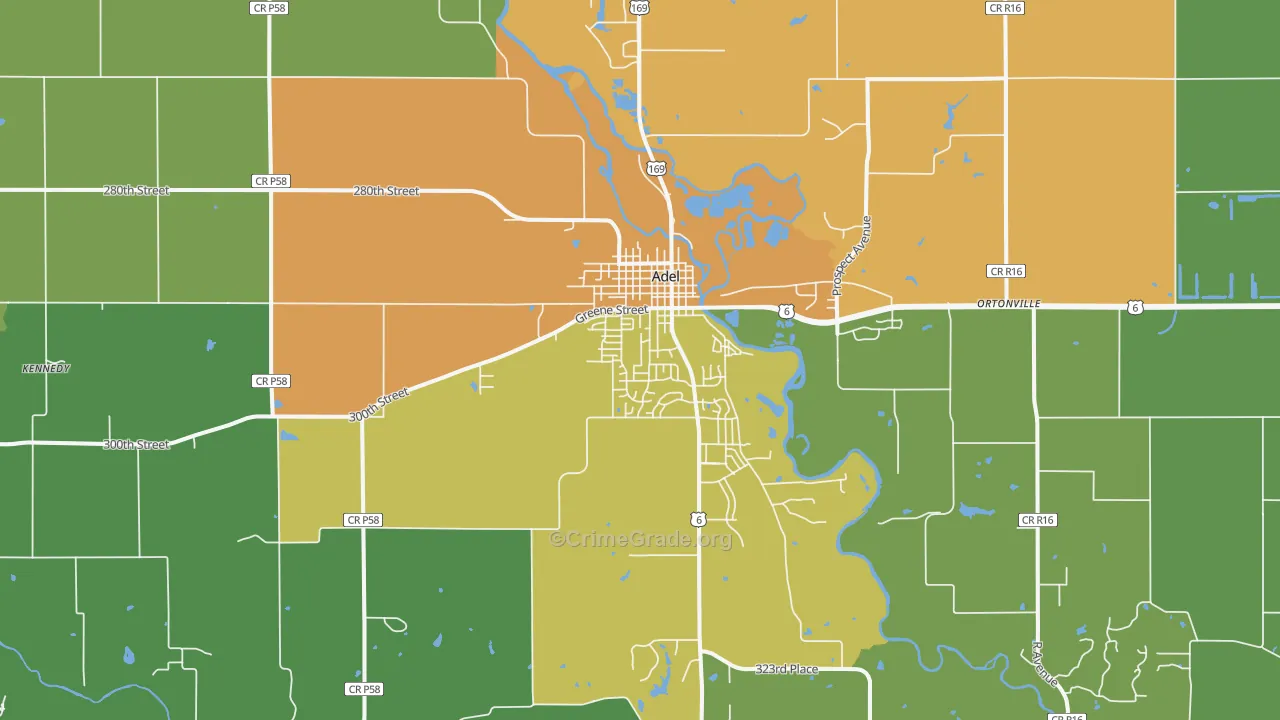 Adel, IA Map of Assault Rates