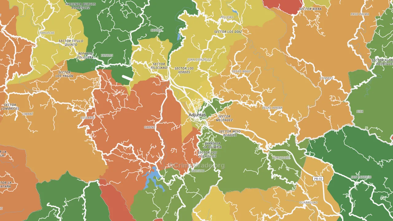 Adjuntas, PR Map of Assault Rates