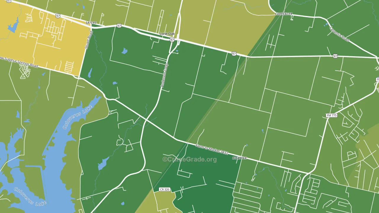 Adkins, TX Map of Assault Rates