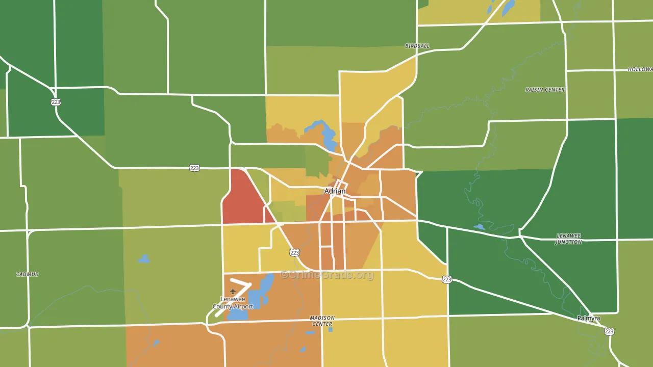 Adrian, MI Map of Assault Rates