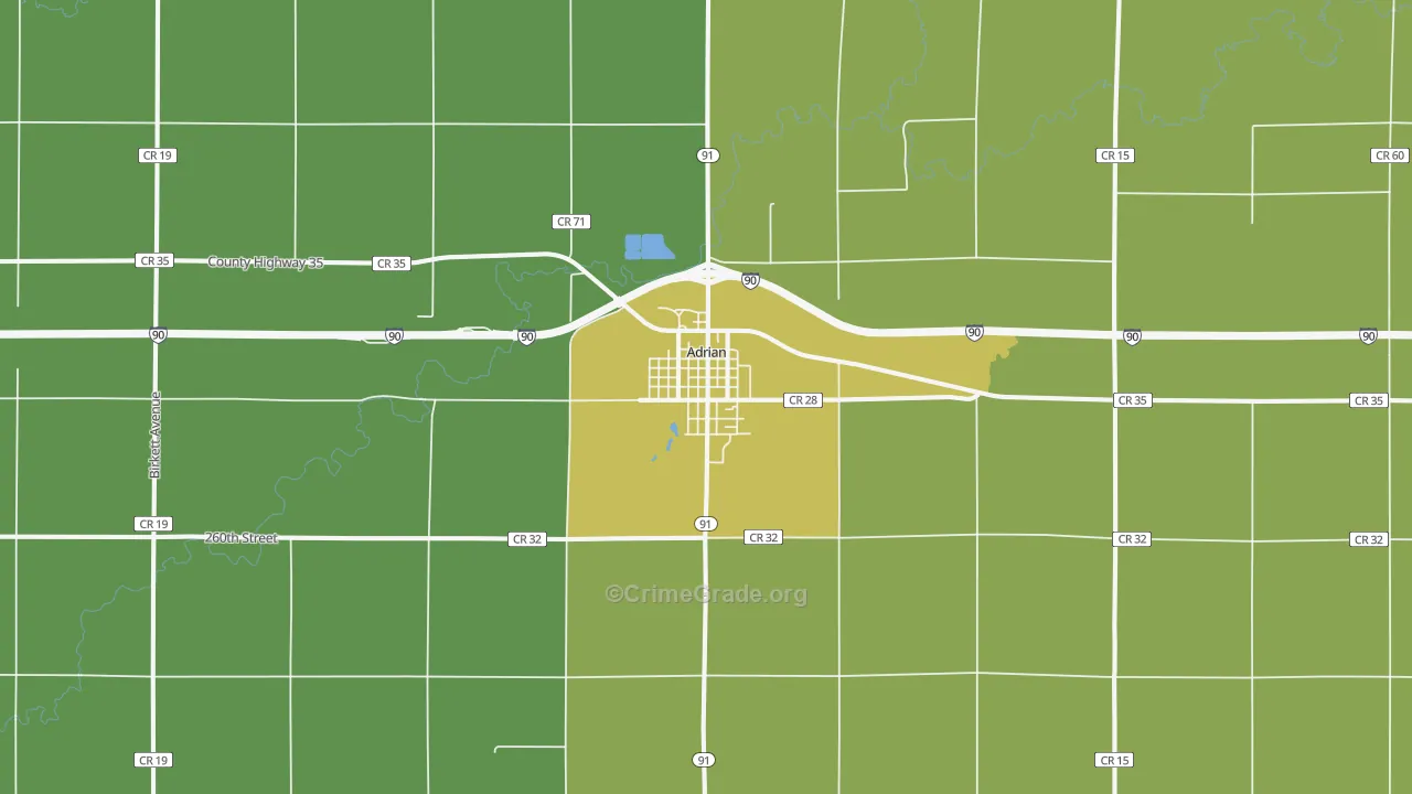 Adrian, MN Map of Assault Rates