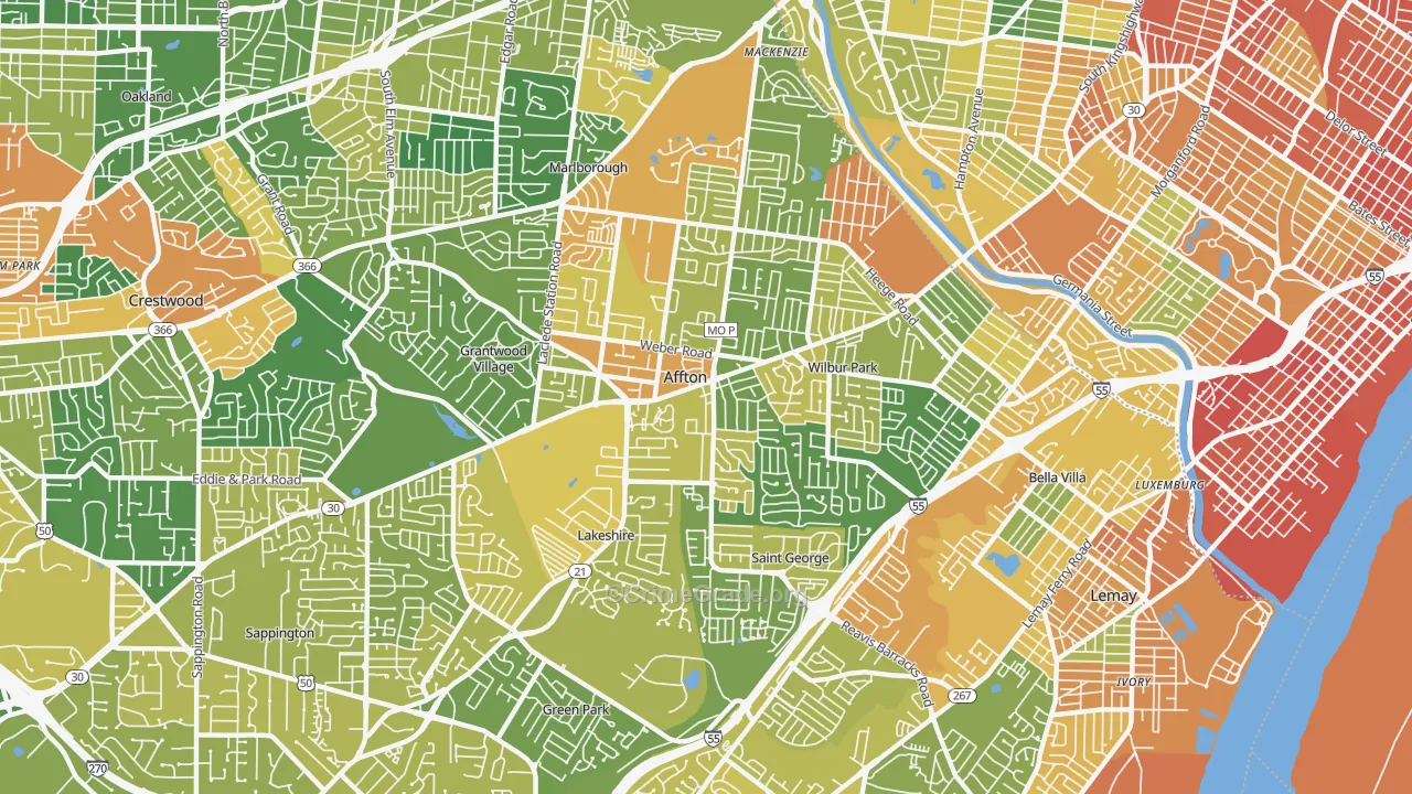 Affton, MO Map of Assault Rates