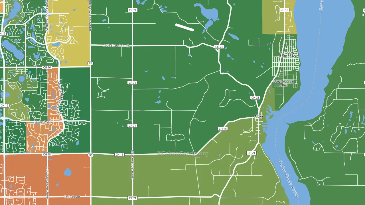 Afton, MN Map of Assault Rates