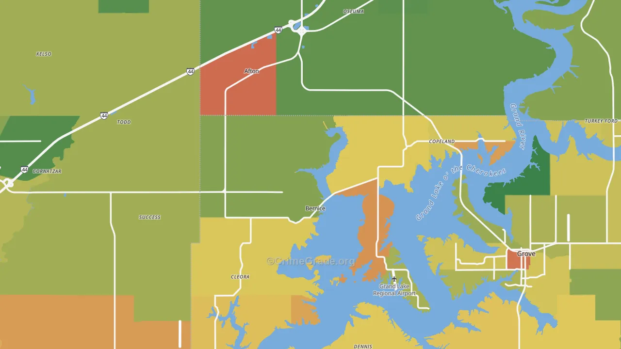 Afton, OK Map of Assault Rates