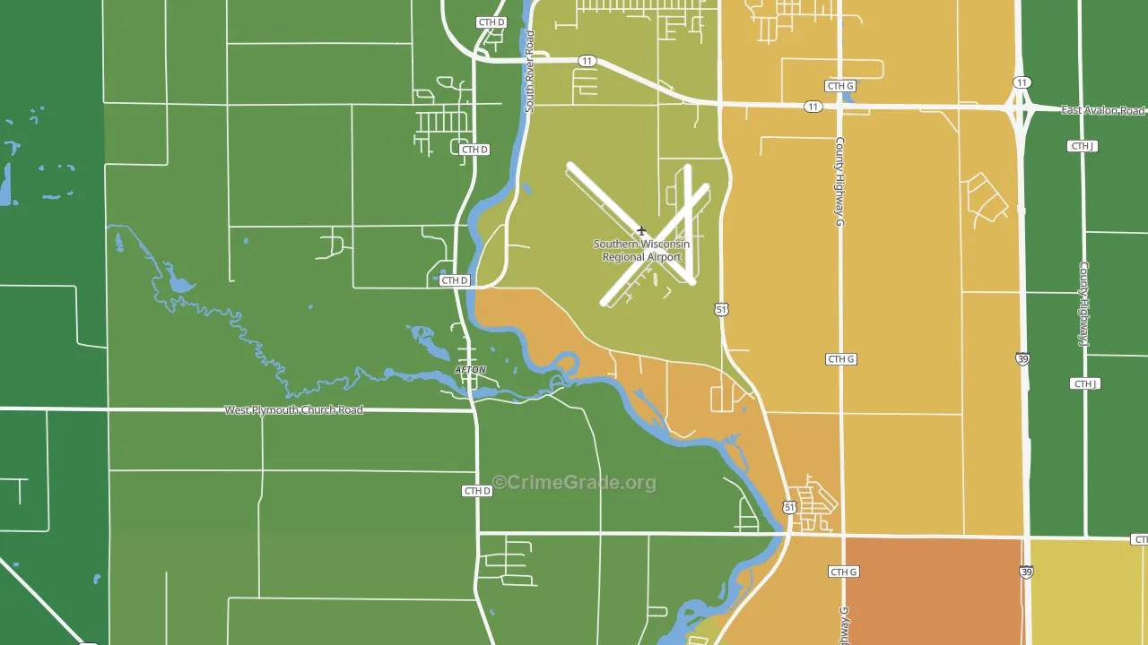 Afton, WI Map of Assault Rates