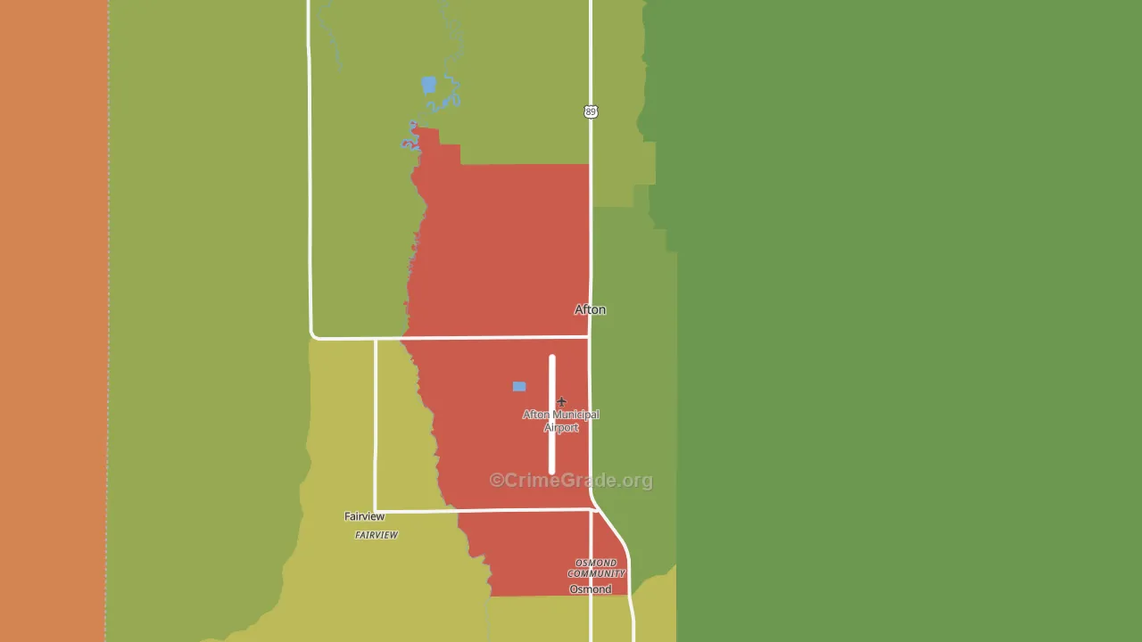 Afton, WY Map of Assault Rates