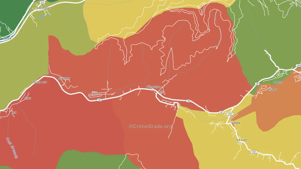 Ages-Brookside, KY Map of Assault Rates
