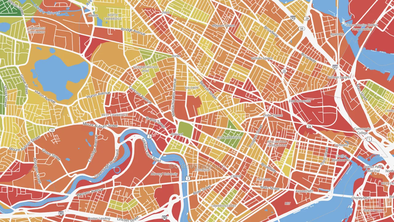 Aggasiz-Harvard, Cambridge, MA Map of Assault Rates
