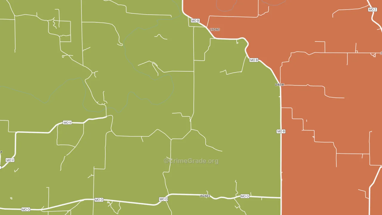 Agnes, MO Map of Assault Rates