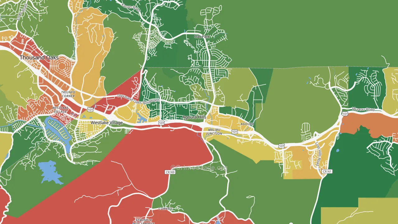 Agoura Hills, CA Map of Assault Rates
