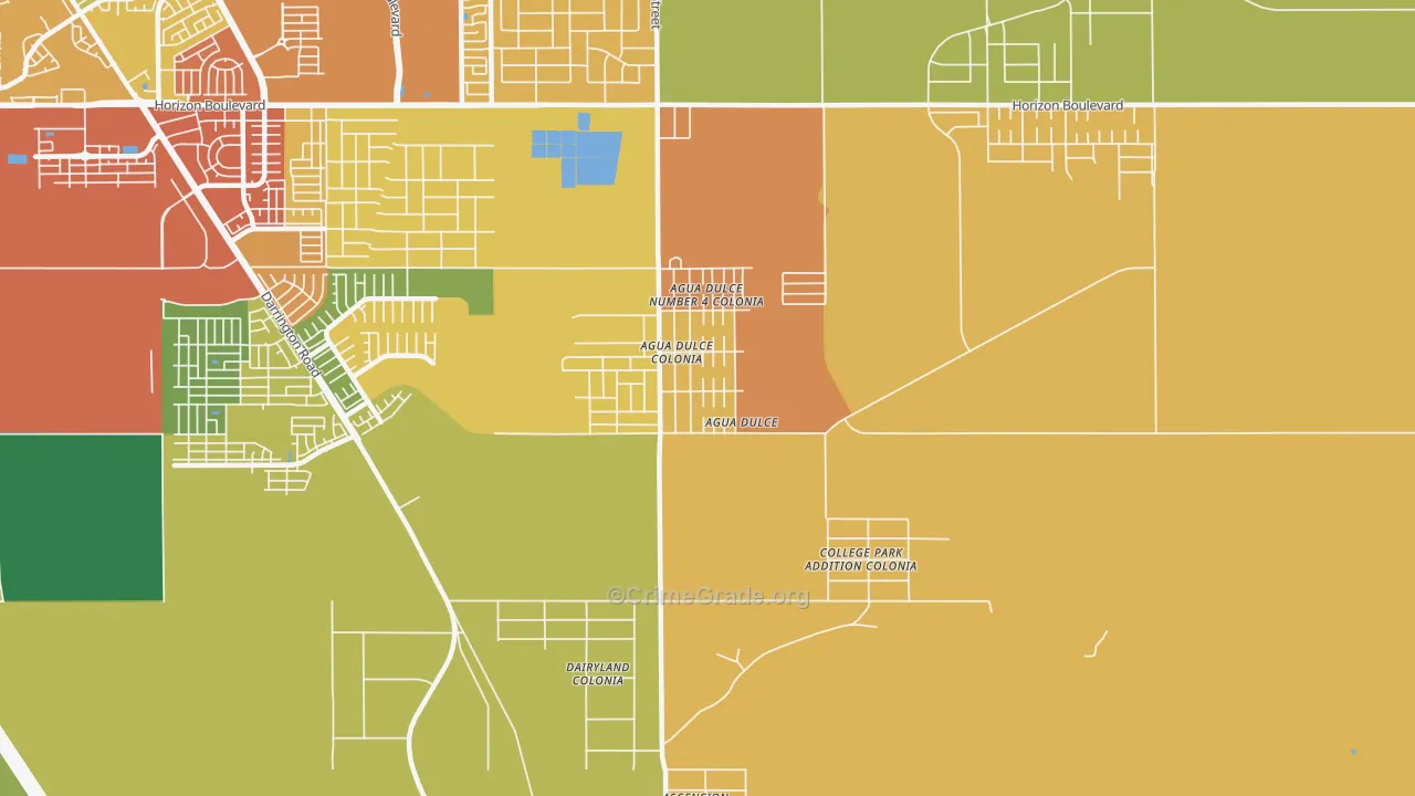 Agua Dulce, El Paso, TX Map of Assault Rates