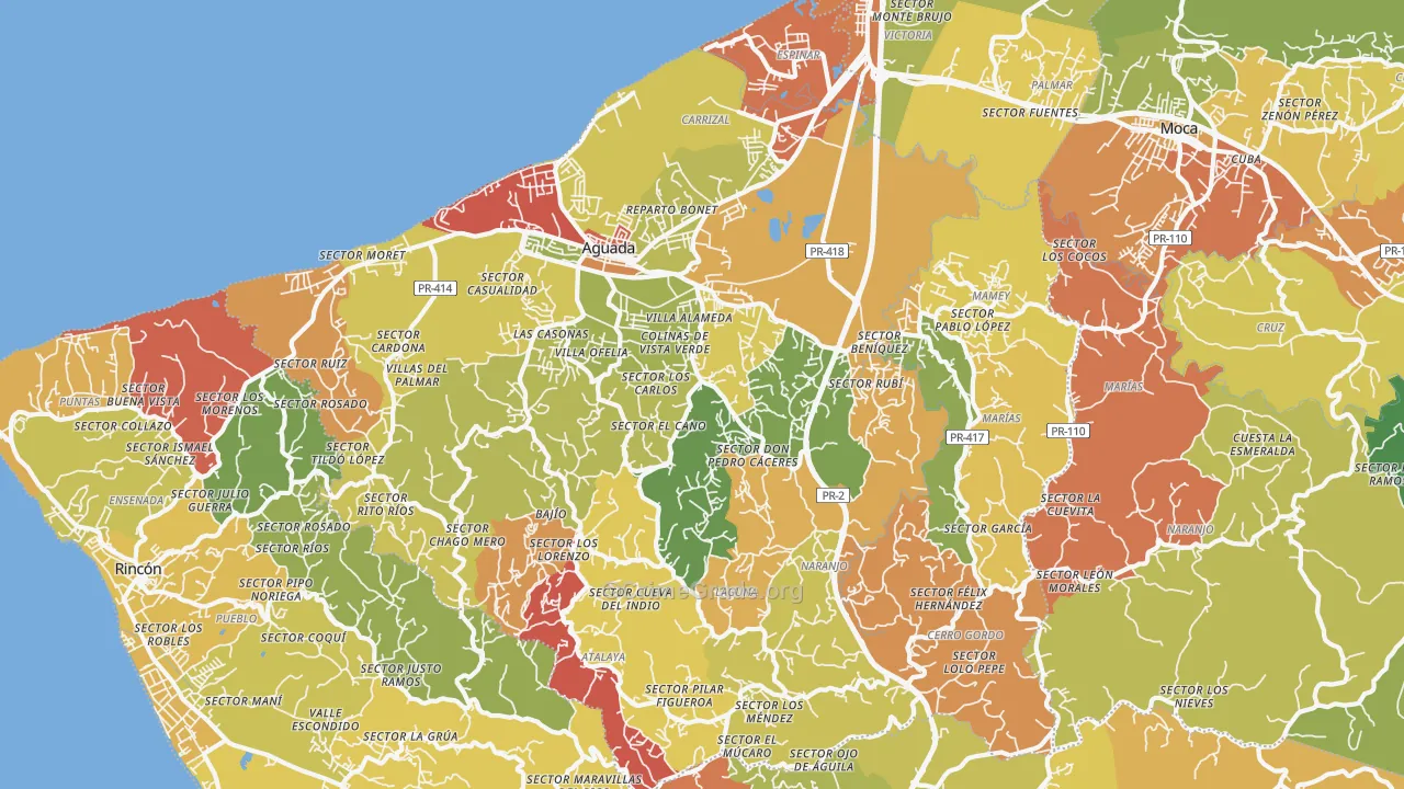Aguada Municipio, PR Map of Assault Rates