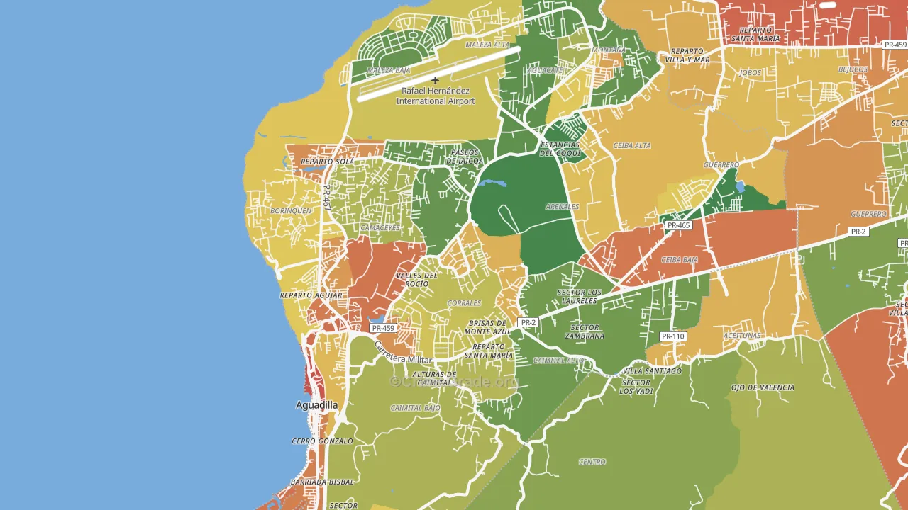 Aguadilla Municipio, PR Map of Assault Rates