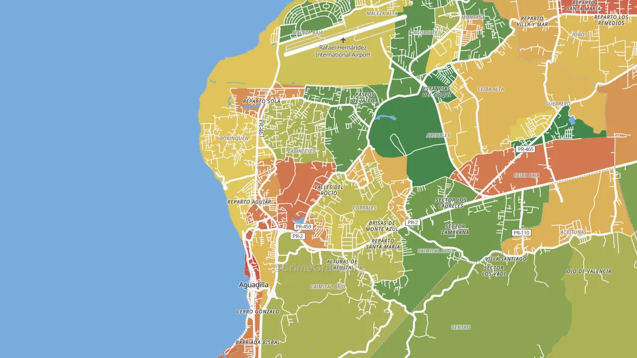 Aguadilla, PR Map of Assault Rates