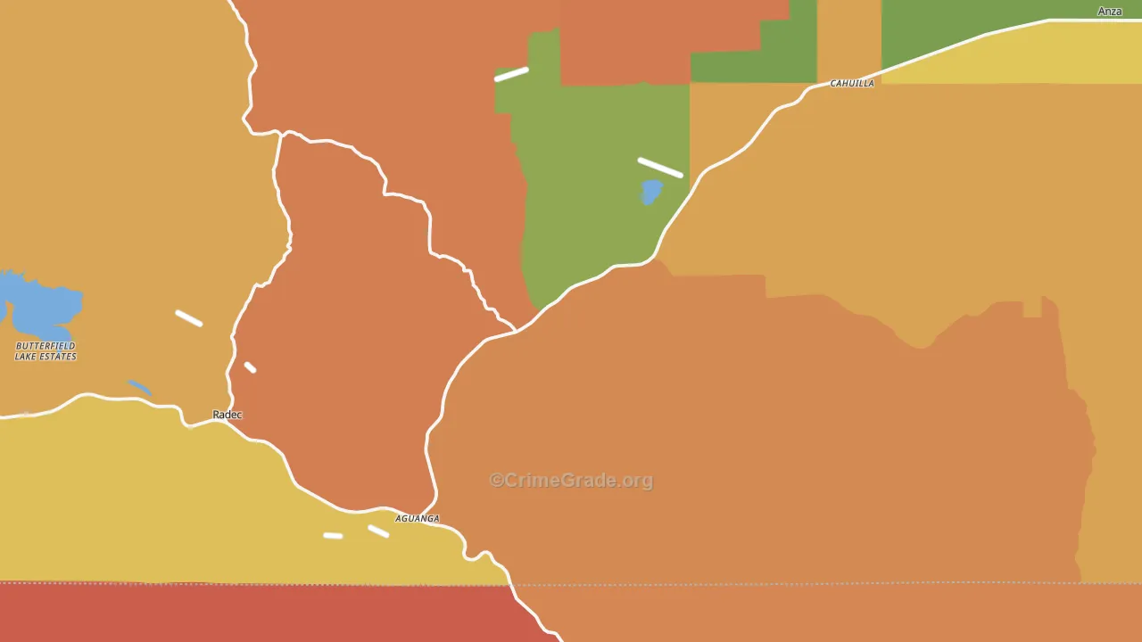 Aguanga, CA Map of Assault Rates