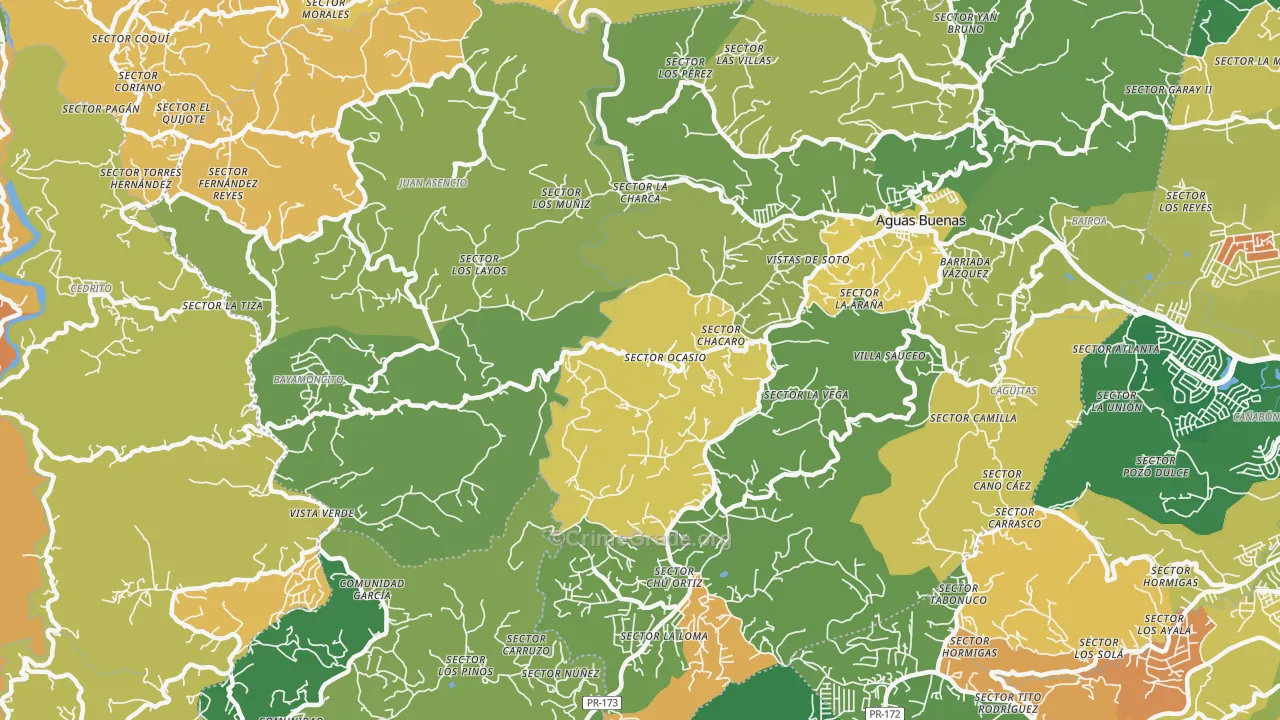 Aguas Buenas, PR Map of Assault Rates