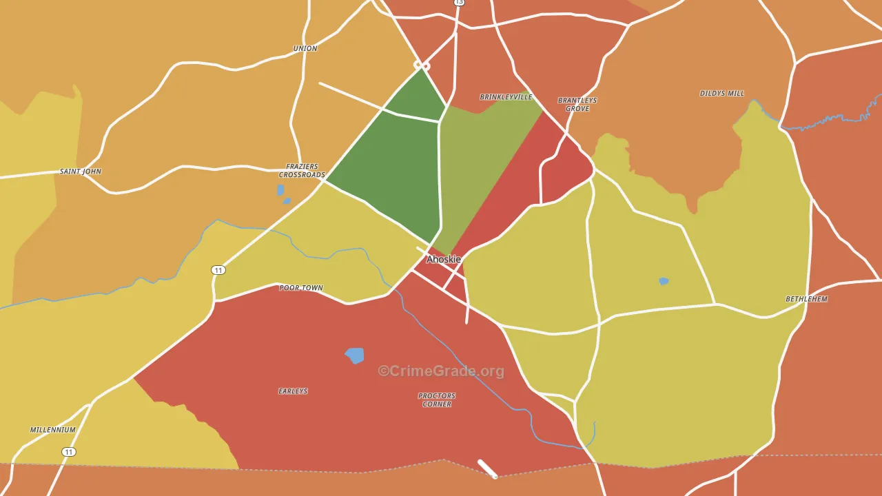 Ahoskie, NC Map of Assault Rates
