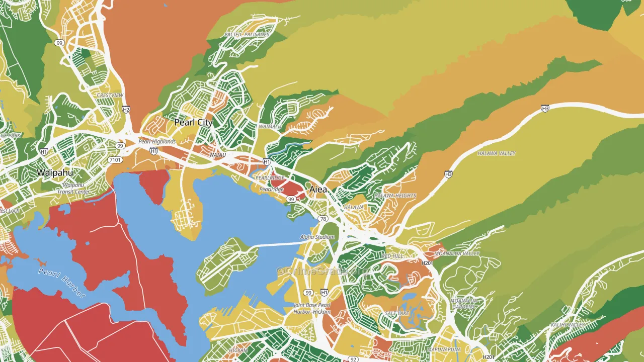 Aiea, HI Map of Assault Rates