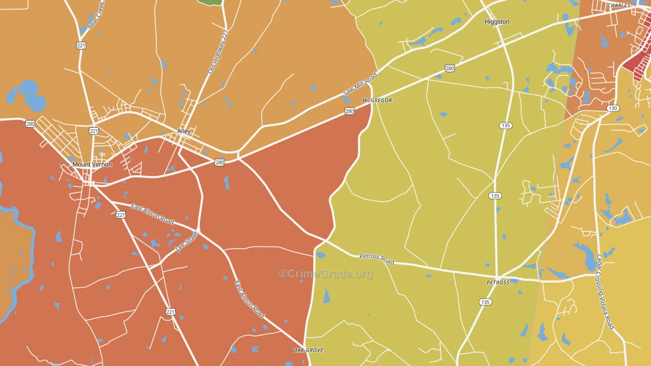 Ailey, GA Map of Assault Rates