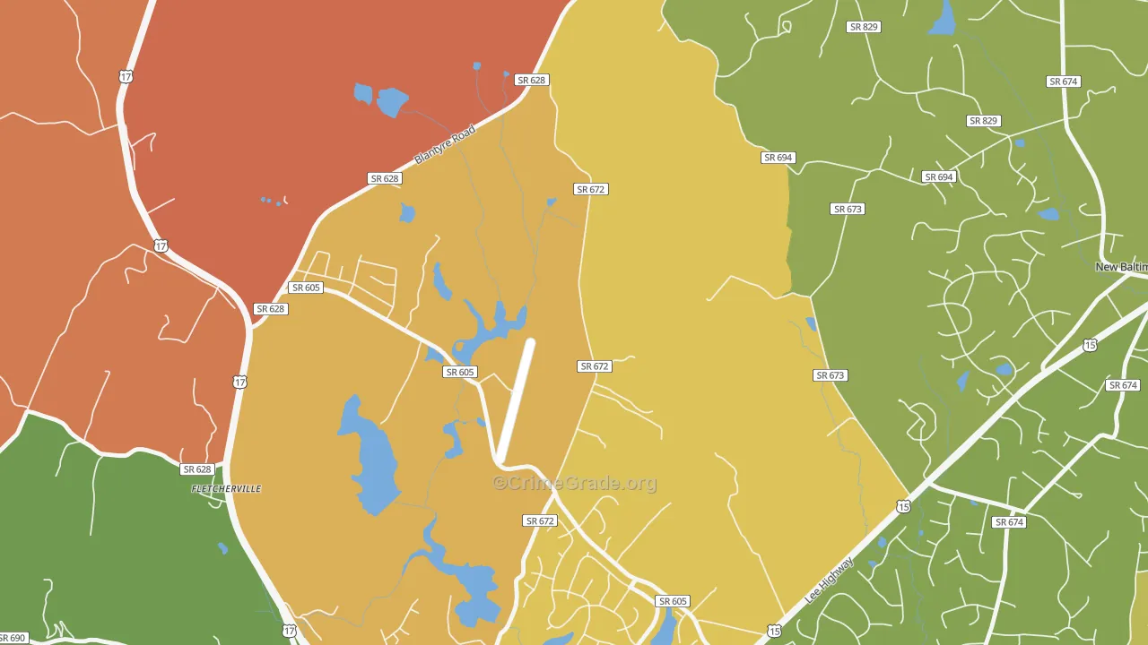 Airlie, VA Map of Assault Rates