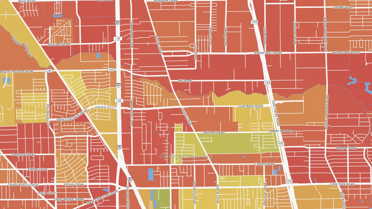 Airline, Houston, TX Map of Assault Rates