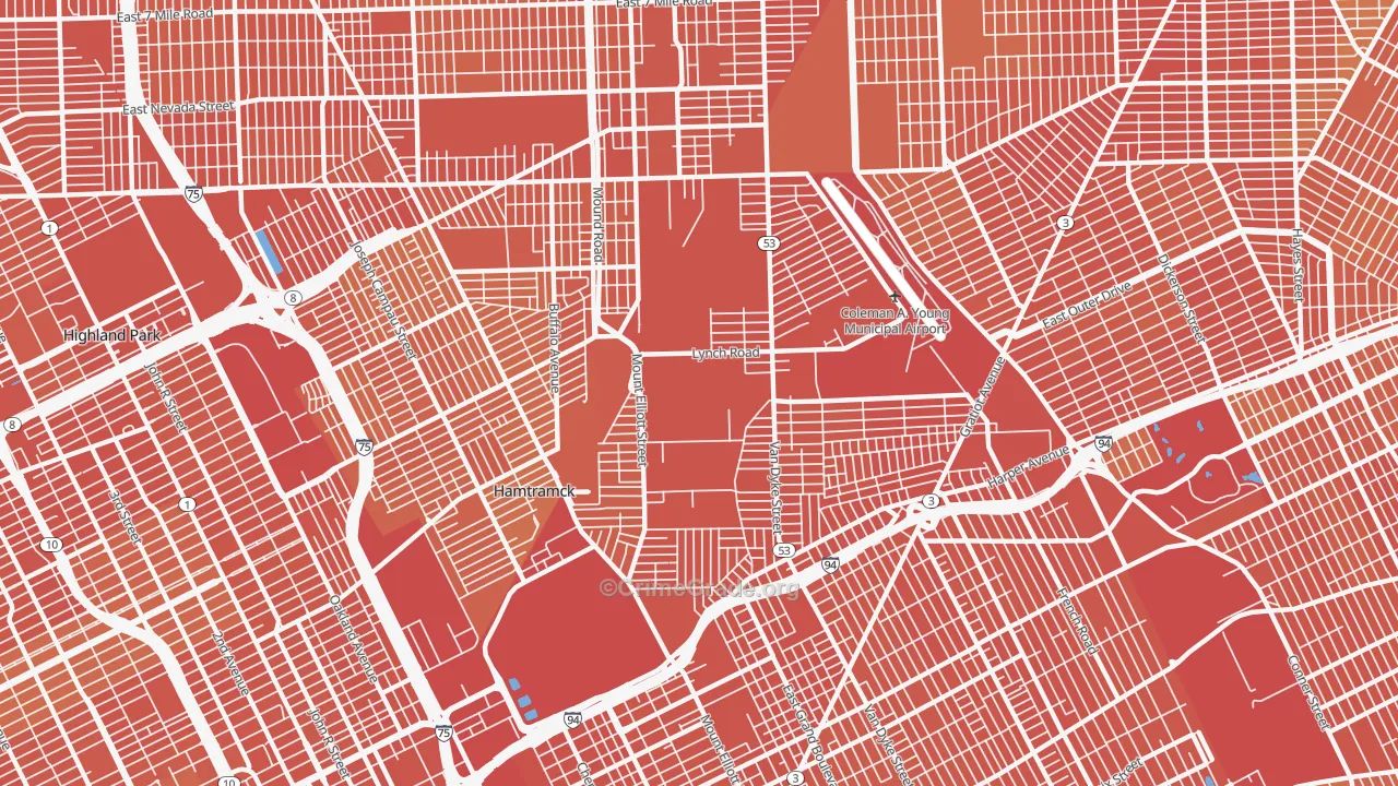 Airport, Detroit, MI Map of Assault Rates