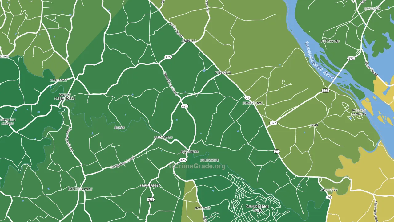 Airville, PA Map of Assault Rates