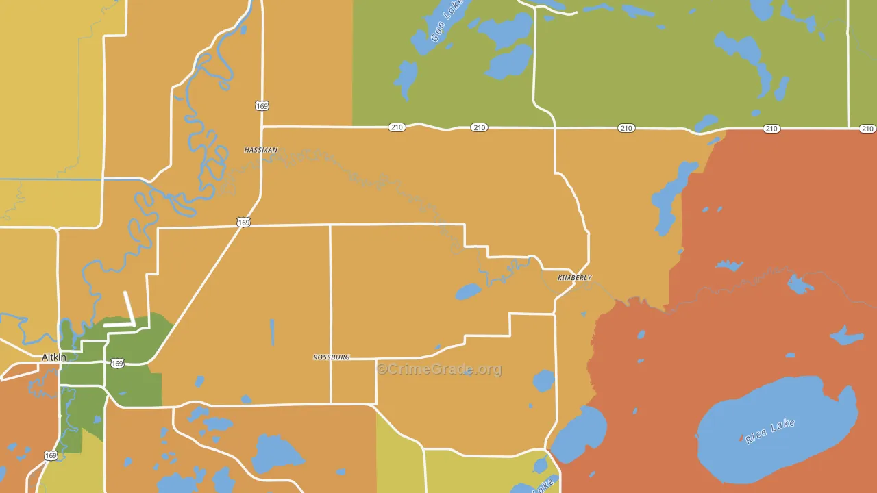 Aitkin County, MN Map of Assault Rates