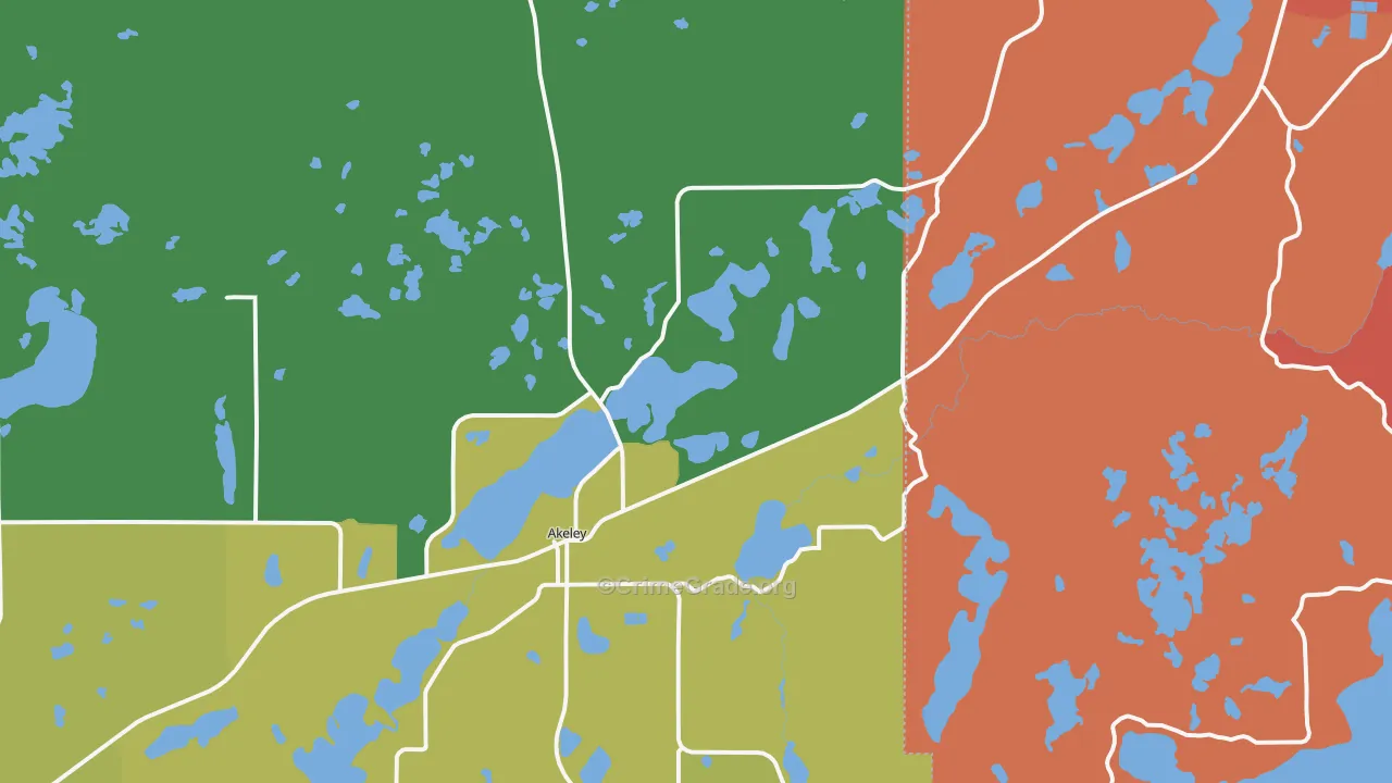 Akeley, MN Map of Assault Rates