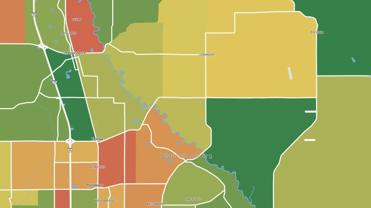 Akers, LA Map of Assault Rates